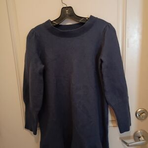 Hill House Women's Navy Blue 100% Merino Wool Peplum Sweater Size L